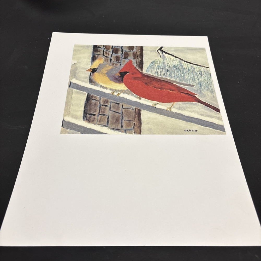 Official President Jimmy Carter Signed Art Print "Cardinals in Winter"